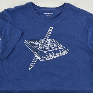 Banana Republic Mens Blue Cassette Tape Pencil Graphic T-Shirt Small S/273758-00